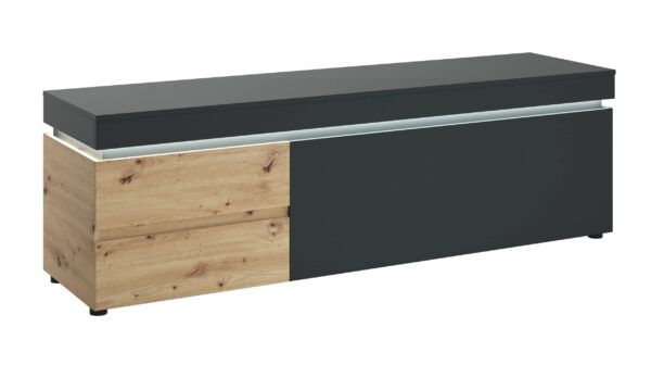 Die Möbelfundgrube TV - Lowboard grau - Artisan Eiche - 180 cm - LUCI