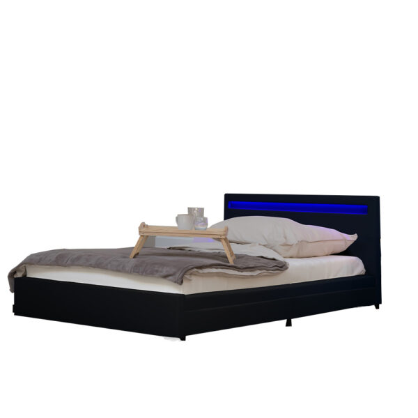 LED Bett NUBE mit Schubladen - 140 x 200 cm Schwarz