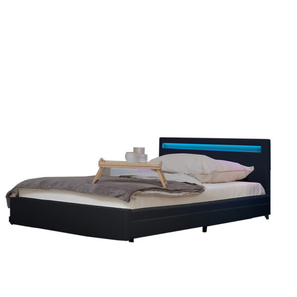 LED Bett NUBE mit Schubladen - 140 x 200 cm Dunkelgrau