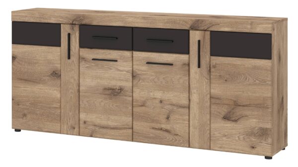 Die Möbelfundgrube Sideboard mit 2 Schubladen Viking Eiche - grau 185 cm - GRANO