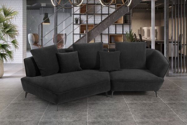 KAWOLA Sofa GARBO Designsofa Stoff schwarz