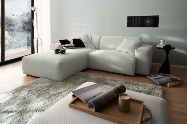 KAWOLA Sofa RANI Ecksofa Feincord silber