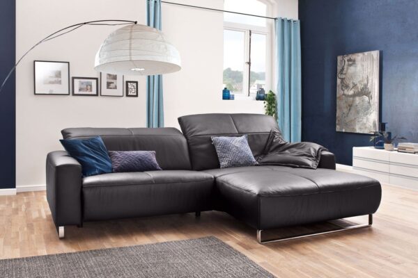 KAWOLA Sofa YORK Leder Recamiere mocca