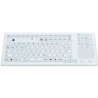 GETT InduProof TOUCH USB (DE) Silikontastatur IP68 Reinigungsfunktion desinfizierbar Touchpad weiss 107 Taste (KG22204)