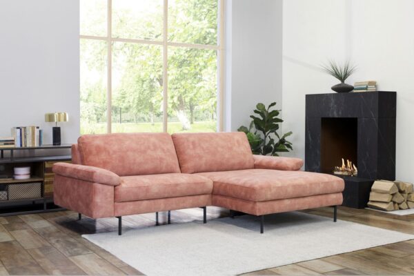 KAWOLA Sofa VISAO Ecksofa Velvet rosa