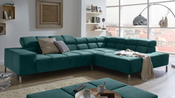 KAWOLA Sofa NELSON Ecksofa Velvet smaragd