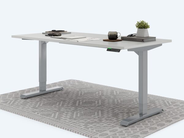 Ergotopia Desktopia Pro X - Elektrisch höhenverstellbarer Schreibtisch / Ergonomischer Tisch mit Memory-Funktion, 7 Jahre Garantie - (Grau, 180x80 cm, Gestell Grau)