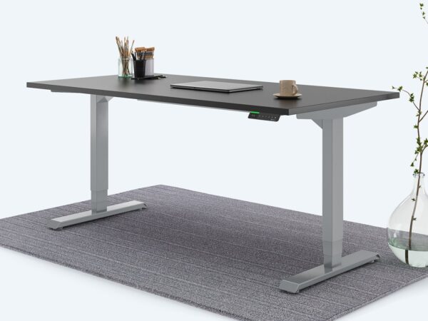 Ergotopia Desktopia Pro X - Elektrisch höhenverstellbarer Schreibtisch / Ergonomischer Tisch mit Memory-Funktion, 7 Jahre Garantie - (Schwarz, 180x80 cm, Gestell Grau)