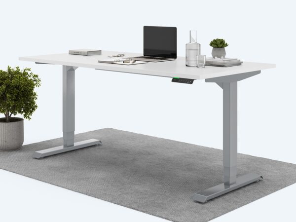 Ergotopia Desktopia Pro X - Elektrisch höhenverstellbarer Schreibtisch / Ergonomischer Tisch mit Memory-Funktion, 7 Jahre Garantie - (Weiß, 180x80 cm, Gestell Grau)