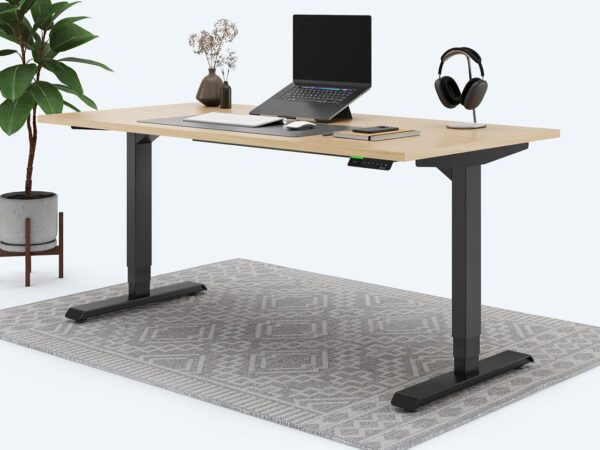 Ergotopia Desktopia Pro X - Elektrisch höhenverstellbarer Schreibtisch / Ergonomischer Tisch mit Memory-Funktion, 7 Jahre Garantie - (Ahorn, 160x80 cm, Gestell Schwarz)