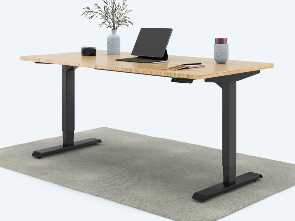 Ergotopia Desktopia Pro X - Elektrisch höhenverstellbarer Schreibtisch / Ergonomischer Tisch mit Memory-Funktion, 7 Jahre Garantie - (Bambus Echtholz, 160x80 cm, Gestell Schwarz)