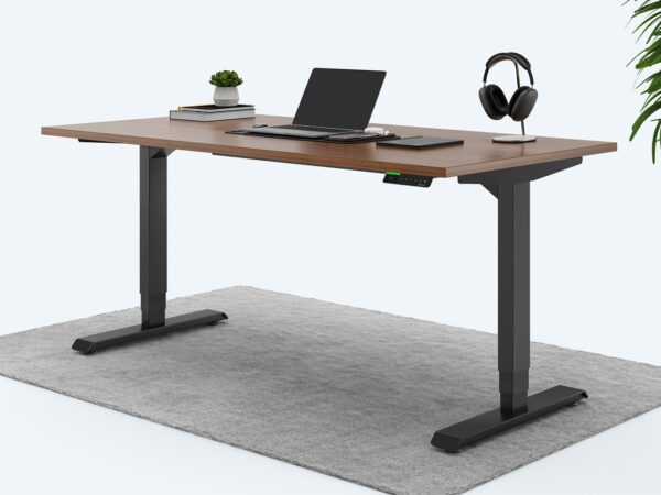 Ergotopia Desktopia Pro X - Elektrisch höhenverstellbarer Schreibtisch / Ergonomischer Tisch mit Memory-Funktion, 7 Jahre Garantie - (Nussbaum, 160x80 cm, Gestell Schwarz)