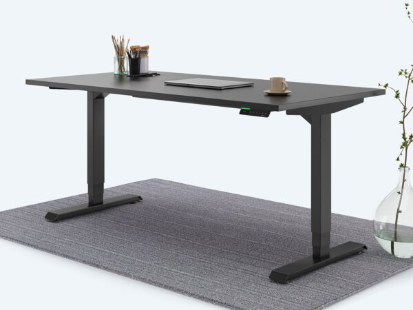 Ergotopia Desktopia Pro X - Elektrisch höhenverstellbarer Schreibtisch / Ergonomischer Tisch mit Memory-Funktion, 7 Jahre Garantie - (Schwarz, 160x80 cm, Gestell Schwarz)