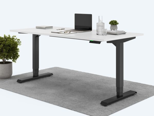 Ergotopia Desktopia Pro X - Elektrisch höhenverstellbarer Schreibtisch / Ergonomischer Tisch mit Memory-Funktion, 7 Jahre Garantie - (Weiß, 180x80 cm, Gestell Schwarz)