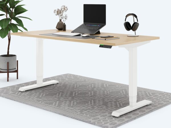 Ergotopia Desktopia Pro X - Elektrisch höhenverstellbarer Schreibtisch / Ergonomischer Tisch mit Memory-Funktion, 7 Jahre Garantie - (Ahorn, 120x80 cm, Gestell Weiß)