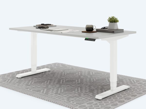 Ergotopia Desktopia Pro X - Elektrisch höhenverstellbarer Schreibtisch / Ergonomischer Tisch mit Memory-Funktion, 7 Jahre Garantie - (Grau, 180x80 cm, Gestell Weiß)