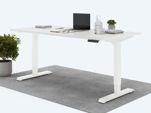 Ergotopia Desktopia Pro X - Elektrisch höhenverstellbarer Schreibtisch / Ergonomischer Tisch mit Memory-Funktion, 7 Jahre Garantie - (Weiß, 160x80 cm, Gestell Weiß)