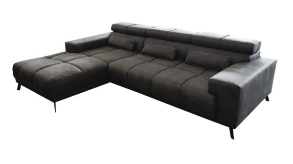 Massivart Ecksofa grau-braun 285 x 200 cm - Sitztiefenverstellung - SPEED