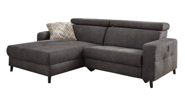 Die Möbelfundgrube Ecksofa mit Relaxfunktion grau 249 x 109 cm - DOPPIO