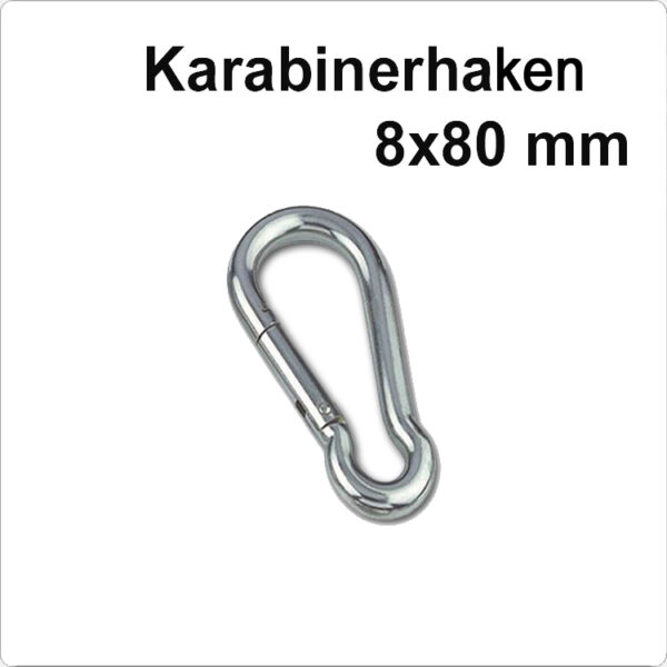 WASI Edelstahl Karabinerhaken - 8x80mm