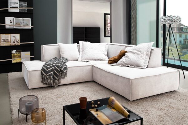 KAWOLA Sofa SAMU Ecksofa Stoff beige