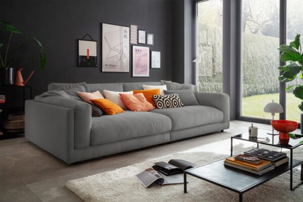 KAWOLA Big Sofa RAINA Cord grau