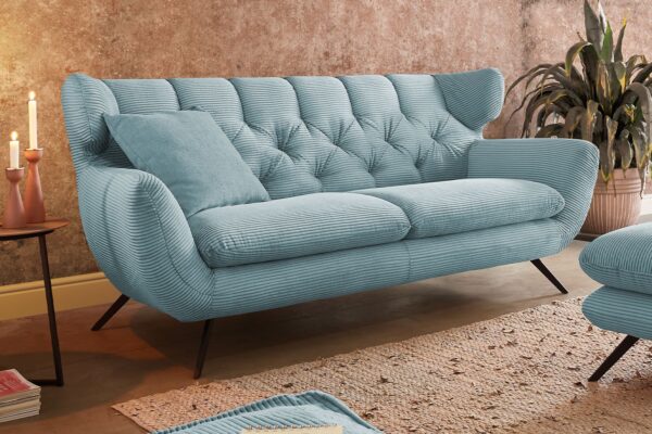 KAWOLA Sofa CHARME Cord hellblau