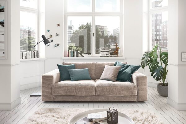 KAWOLA Sofa MADELINE 2-Sitzer Cord taupe