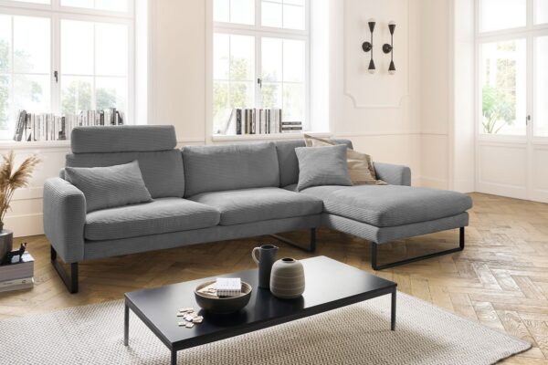 KAWOLA Sofa RICARDA Ecksofa Cord grau