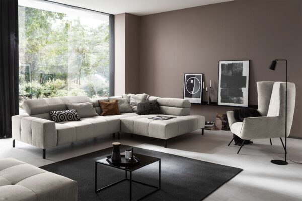 KAWOLA Sofa OHIO Ecksofa Feincord silber