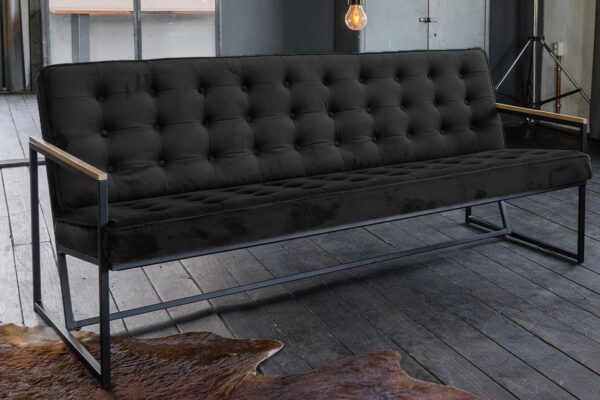 KAWOLA Sofa ARLY Polsterbank Bezug Velvet schwarz