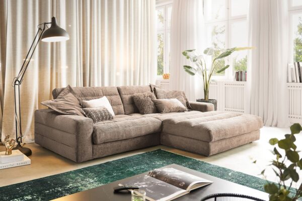 KAWOLA Sofa LANA Ecksofa Cord taupe