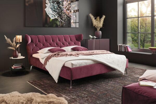 KAWOLA Bett CHARME Polsterbett Velvet purple