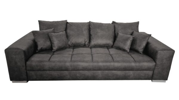 Massivart Big Sofa in grau Vintage 254 cm - Nosagunterfederung - BORNEO