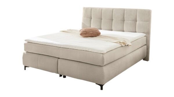 Massivart Boxspringbett 180 x 200 cm beige Feincord - BEATRICE