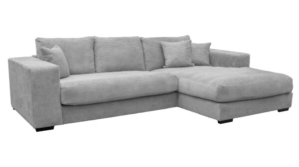 Massivart Ecksofa Cord grau 286 x 184 cm - EDEN