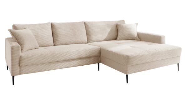 Massivart Ecksofa Cord creme 276 x 173 cm - SUMMER