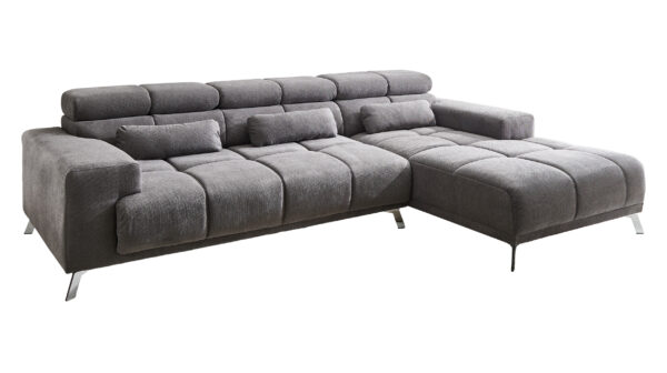 Massivart Ecksofa Sitztiefenverstellung grau 285 x 200 cm - SPEED