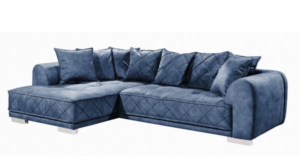 Massivart Ecksofa blau 319 x 194 cm mit Kissen - SENTINA