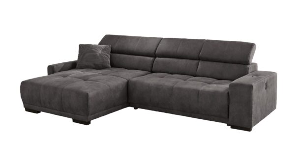 Massivart Ecksofa grau 315 cm mit Sitztiefenverstellung - LE MANS