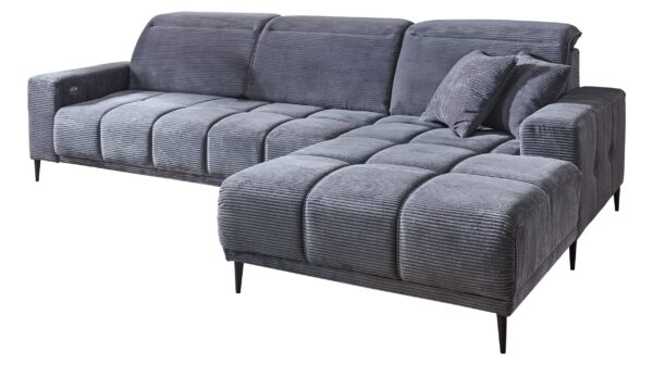 Massivart Ecksofa Cord grau 286 x 195 cm - MARISOL