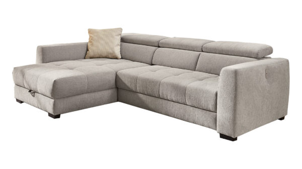 Massivart Ecksofa mit Bettkasten grau 300 x 196 cm - FIORINA