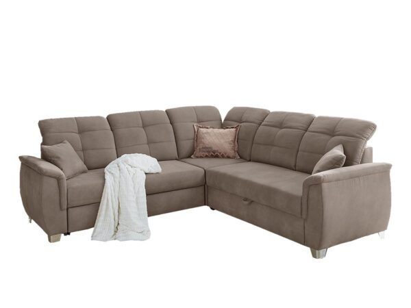 Massivart Ecksofa mit Schlaffunktion 263 x 263 cm braun - UDINE