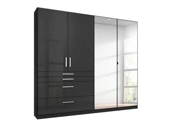 Die Möbelfundgrube Kleiderschrank mit Spiegel - hochglanz grau - 181 cm - rauch - HOMBURG