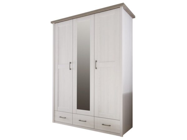 Die Möbelfundgrube Kleiderschrank mit Spiegel - Pinie - Trüffel -  148 cm - LUCA