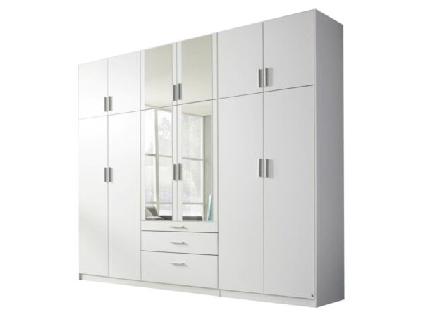 Die Möbelfundgrube Kleiderschrank mit Spiegel - weiß - 271 cm - rauch - HILDESHEIM