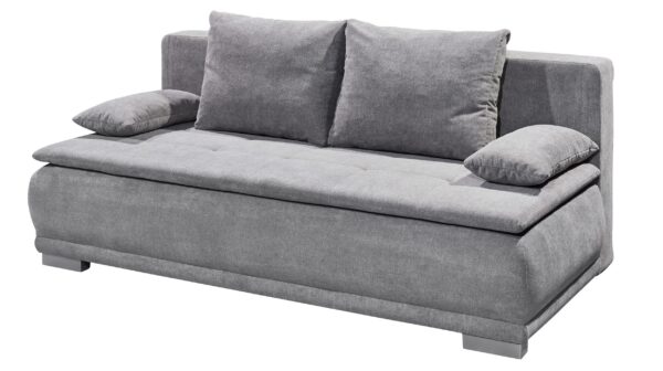 Massivart Schlafsofa grau -Topper - Bettkasten 208 x 105 cm - LUIGI