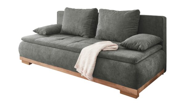 Massivart Schlafsofa grau mit Bettkasten 208 x 105 cm - AMBRA