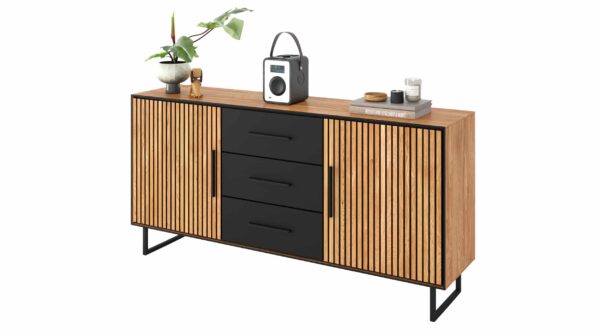 Massivart Sideboard mit 3 Schubladen Eiche geölt 163 cm - BELLA