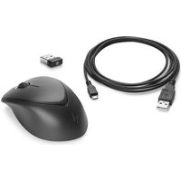 HP Premium - Maus - Laser - 3 Tasten - drahtlos - 2.4 GHz - kabelloser Empfänger (USB) - Schwarz